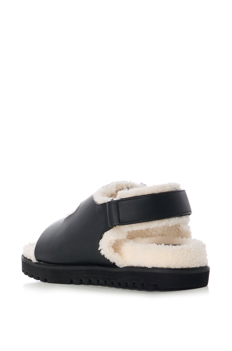 AZALEA WANG HOXTON FUZZY SANDAL IN BLACK