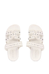AZALEA WANG KEPLER WHITE EMBELLISHED SLIP ON SANDAL