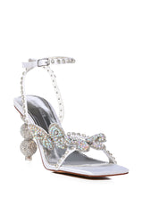 AZALEA WANG KIMORA SILVER BUTTERFLY RHINESTONE SANDAL