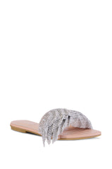 AZALEA WANG LENNAN SILVER EMBELLISHED FLAT SANDAL