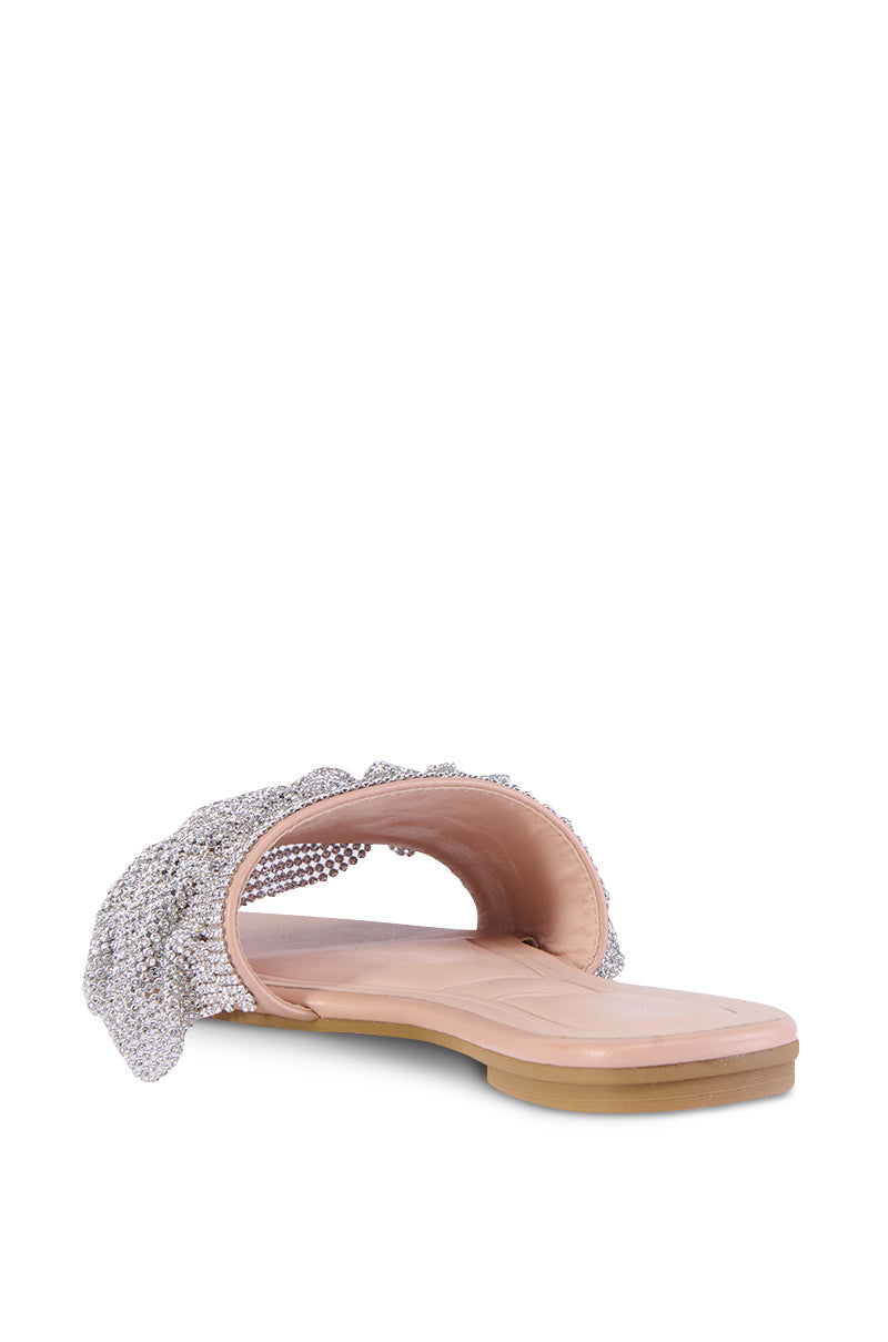 AZALEA WANG LENNAN SILVER EMBELLISHED FLAT SANDAL