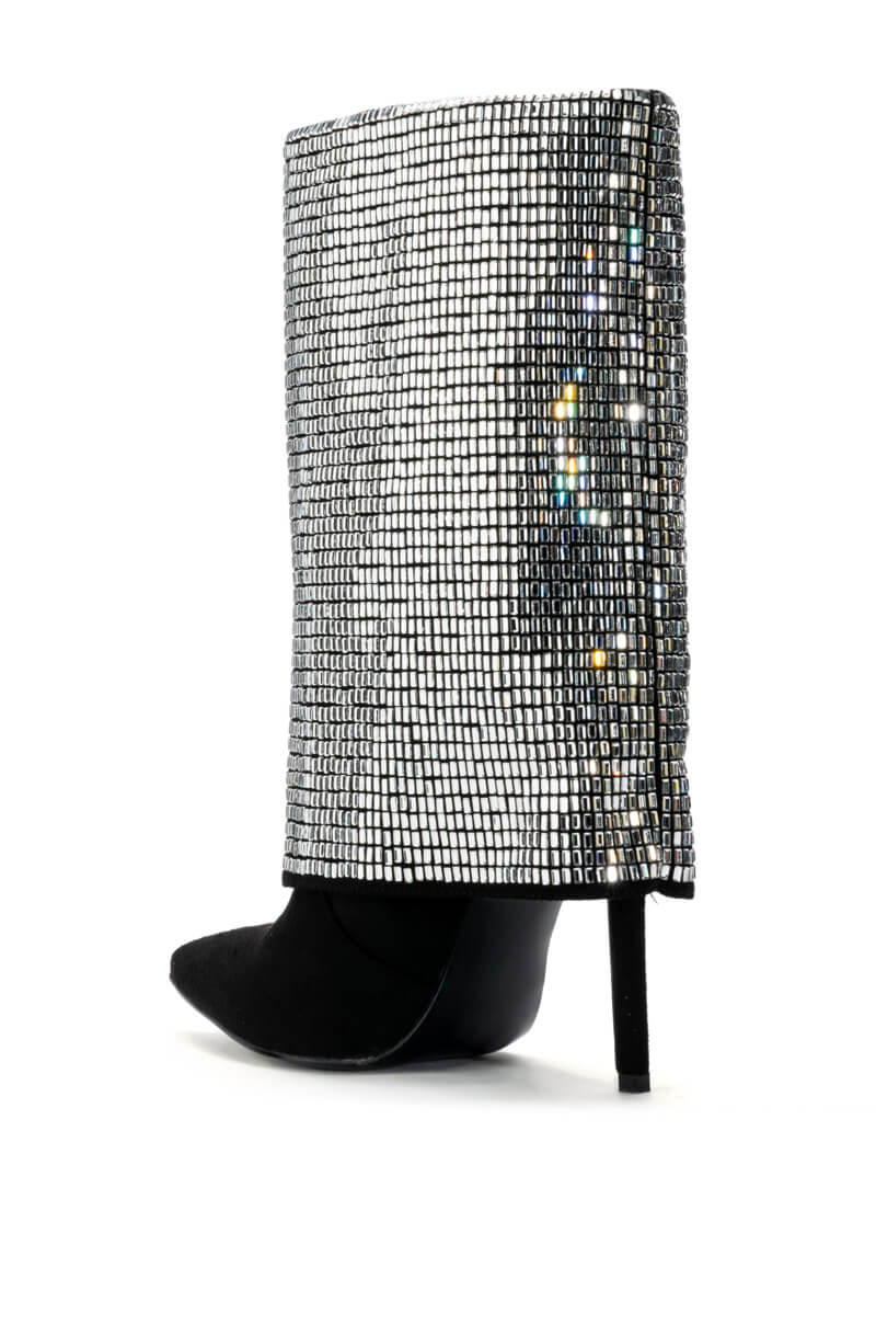 AZALEA WANG MILLONA EMBELLISHED BOOTIE IN SILVER