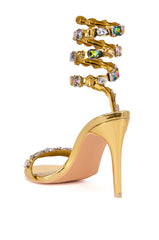 AZALEA WANG LOURDES GOLD EMBELLISHED RHINESTONE COIL SANDAL