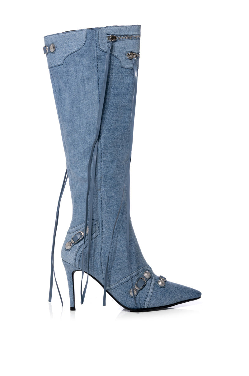 AZALEA WANG MAEVE DENIM STILETTO BOOT