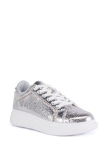 AZALEA WANG MERLINA SILVER CRACKLE SNEAKER