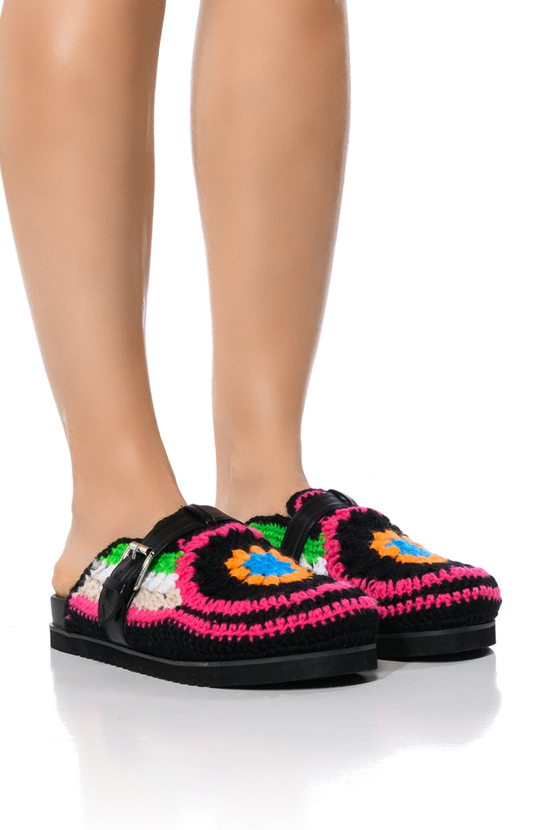 AZALEA WANG MURPHY CROCHET LOAFER IN BLACK MULTI