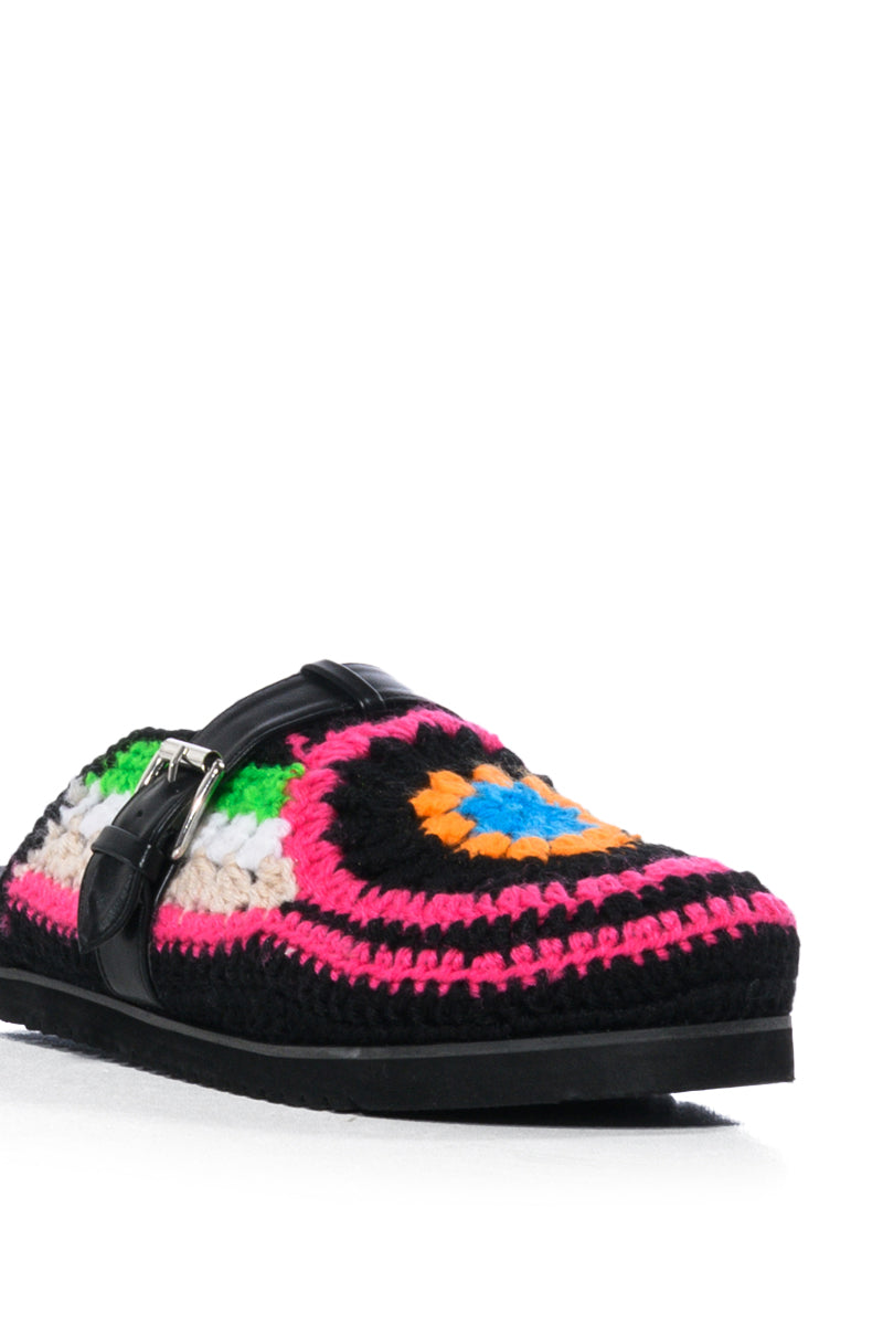 AZALEA WANG MURPHY CROCHET LOAFER IN BLACK MULTI