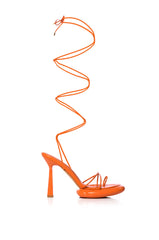 AZALEA WANG ACCURATE PATENT SANDAL IN ORANGE