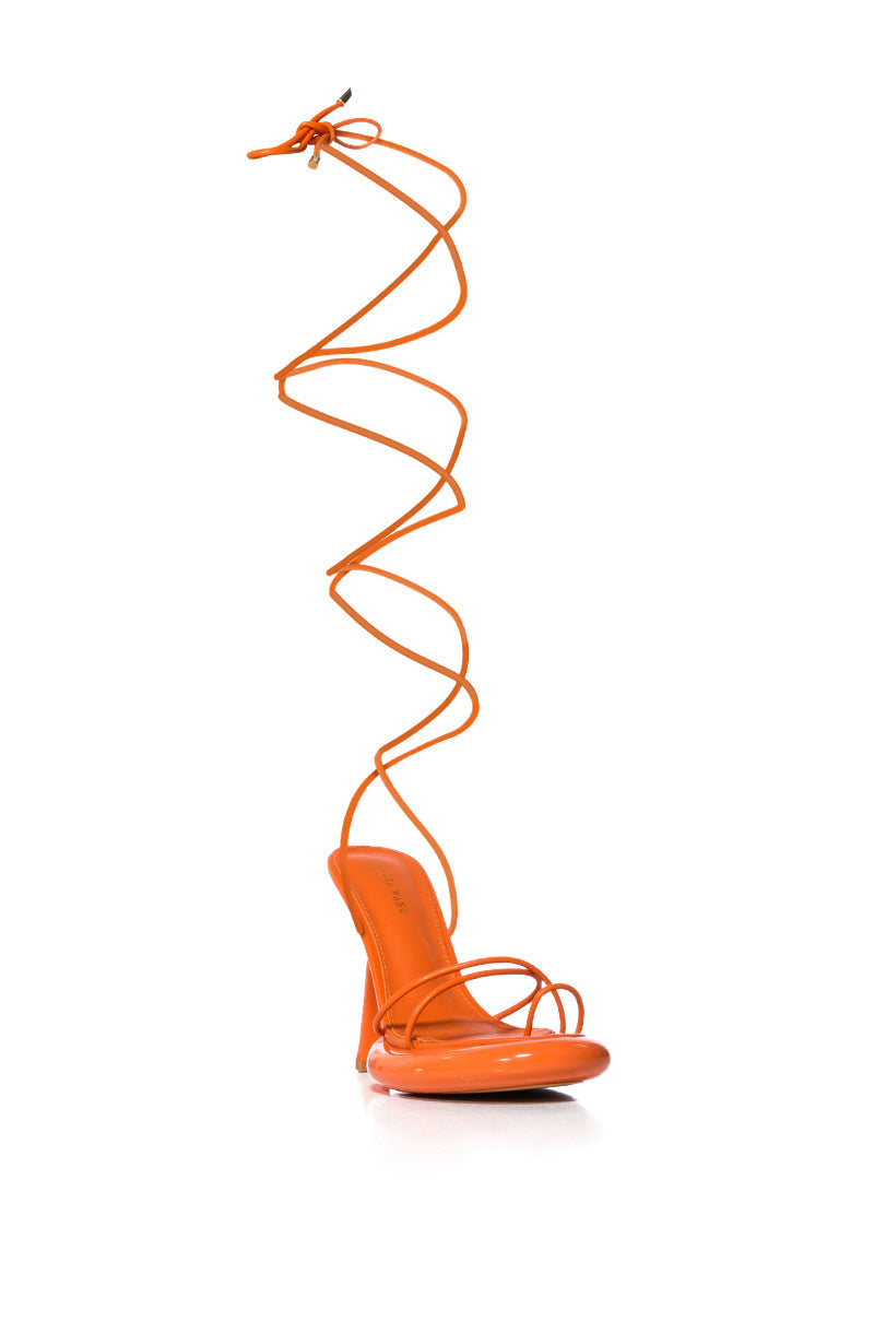AZALEA WANG ACCURATE PATENT SANDAL IN ORANGE