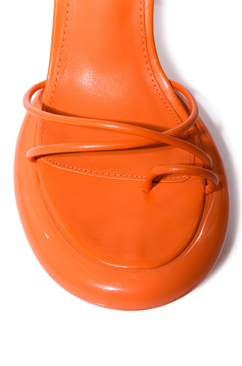 AZALEA WANG ACCURATE PATENT SANDAL IN ORANGE