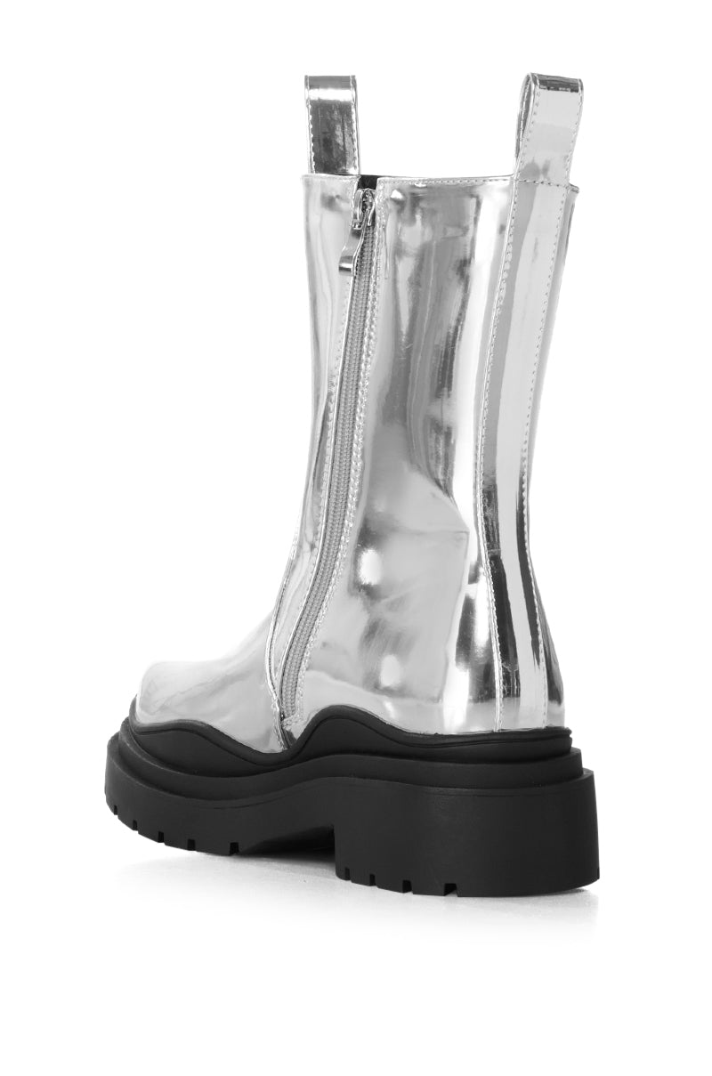 AZALEA WANG NATCHEZ SILVER COMBAT BOOTIE