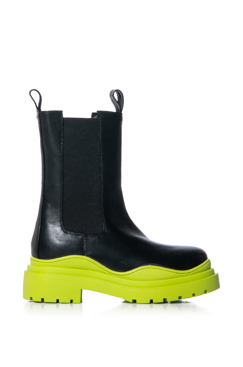 AZALEA WANG ONLY IN MY DREAMS FLATFORM BOOTIE IN LIME
