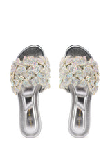 AZALEA WANG PAISLEE EMBELLISHED FLOWER SANDAL IN SILVER