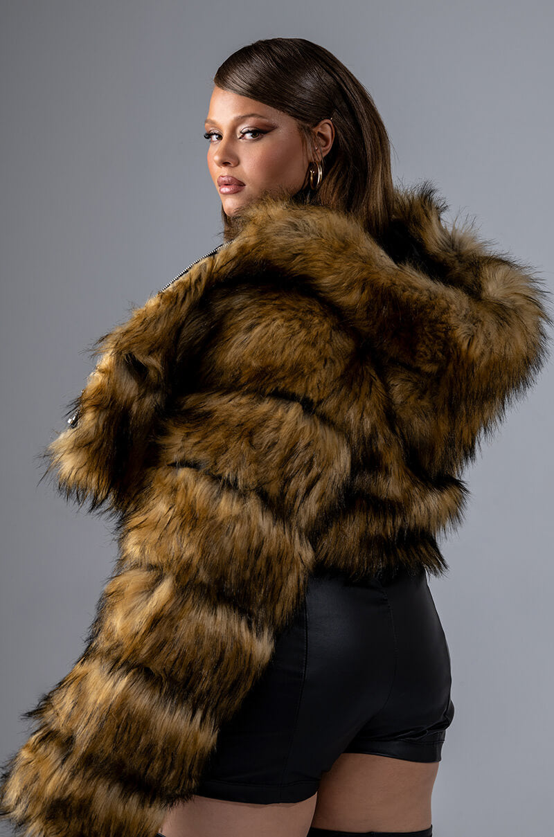 PLUS GRACELLE FAUX FUR CROPPED JACKET