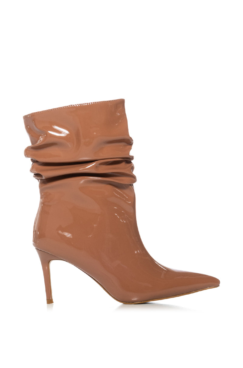 AZALEA WANG POLITE BROWN PATENT BOOTIE