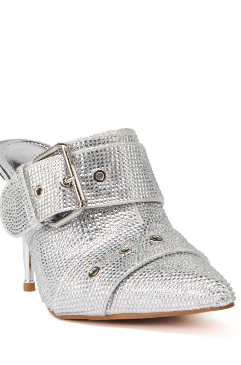 AZALEA WANG SAYGE SILVER RHINESTONE PUMP