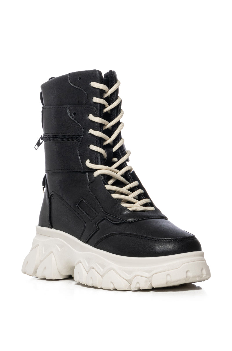 AZALEA WANG SCOTTIE BLACK FLATFORM HIGH TOP SNEAKER