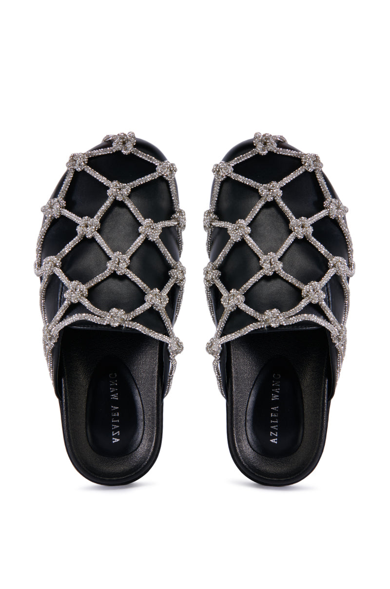 AZALEA WANG SHYLAH BLACK DIAMOND ROPE NETTED FLAT