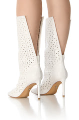 AZALEA WANG SIDONIA WHITE LASER CUT BOOTIE