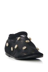 AZALEA WANG SIEGFRIED GEM EMBELLISHED MESH FLAT IN BLACK