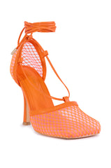 AZALEA WANG SKYLEE MESH SANDAL IN ORANGE