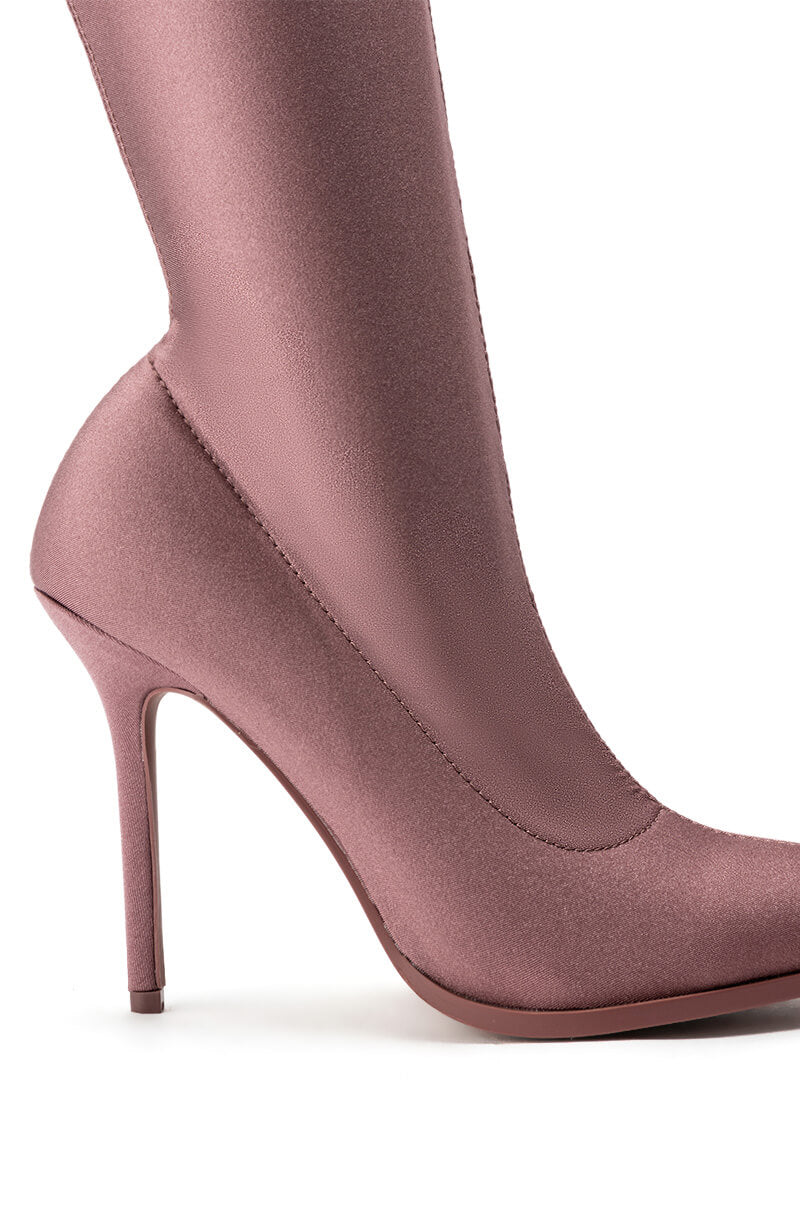 AZALEA WANG SERENITY STRETCH BOOTIE IN TAUPEDISCO