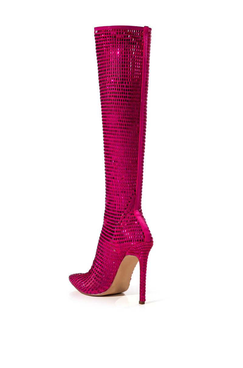 AZALEA WANG STATUE EMBELLISHED STRETCH BOOT IN PINK