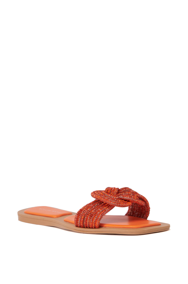 AZALEA WANG TAMBOURINE ORANGE SPARKLY SANDAL