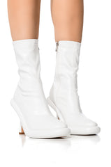 AZALEA WANG TARROW STILETTO PU BOOTIE IN WHITE