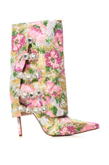 AZALEA WANG TILLEY MULTI FLOWER PRINT FOLD OVER BOOTIE IN MULTI