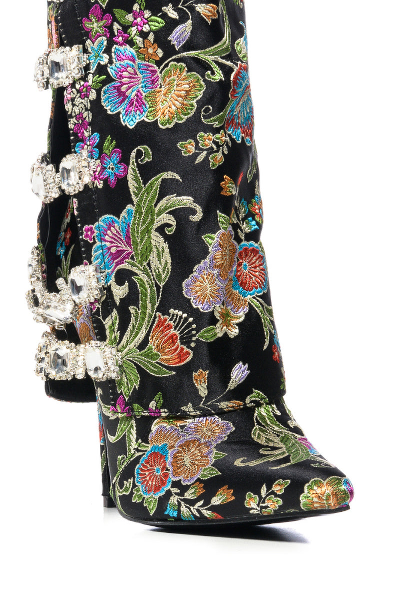 AZALEA WANG TILLEY MULTI PRINT FOLD OVER BOOTIE IN BLACK