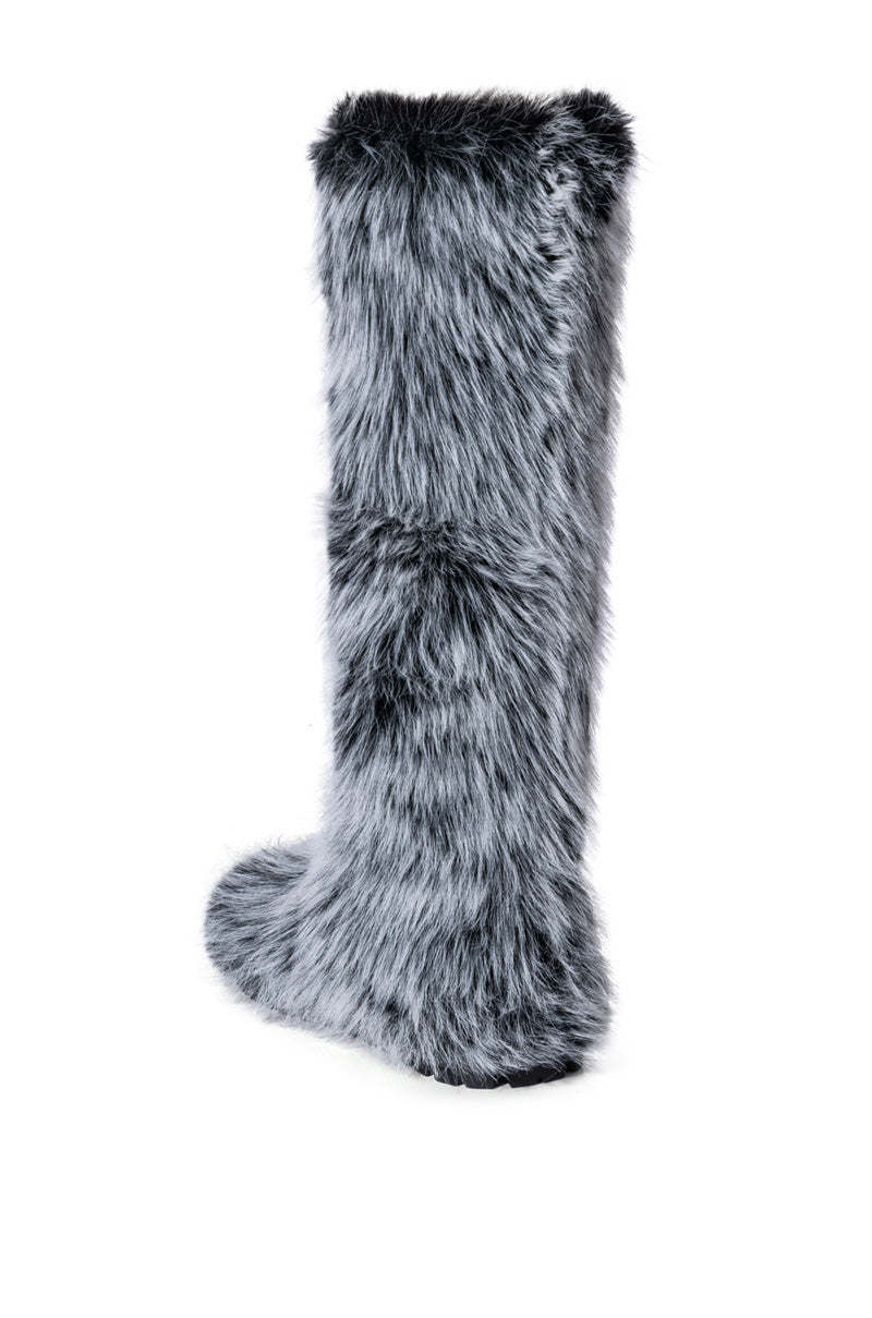 AZALEA WANG TUNDRA FURRY OVER THE KNEE BOOTS IN GRAY
