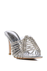 AZALEA WANG VERITY SILVER SPARKLE SANDAL