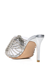 AZALEA WANG VERITY SILVER SPARKLE SANDAL