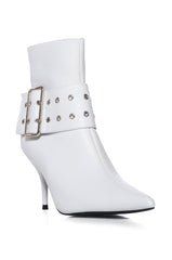 AZALEA WANG WHAT A FEELING BUCKLE BOOTIE IN WHITE