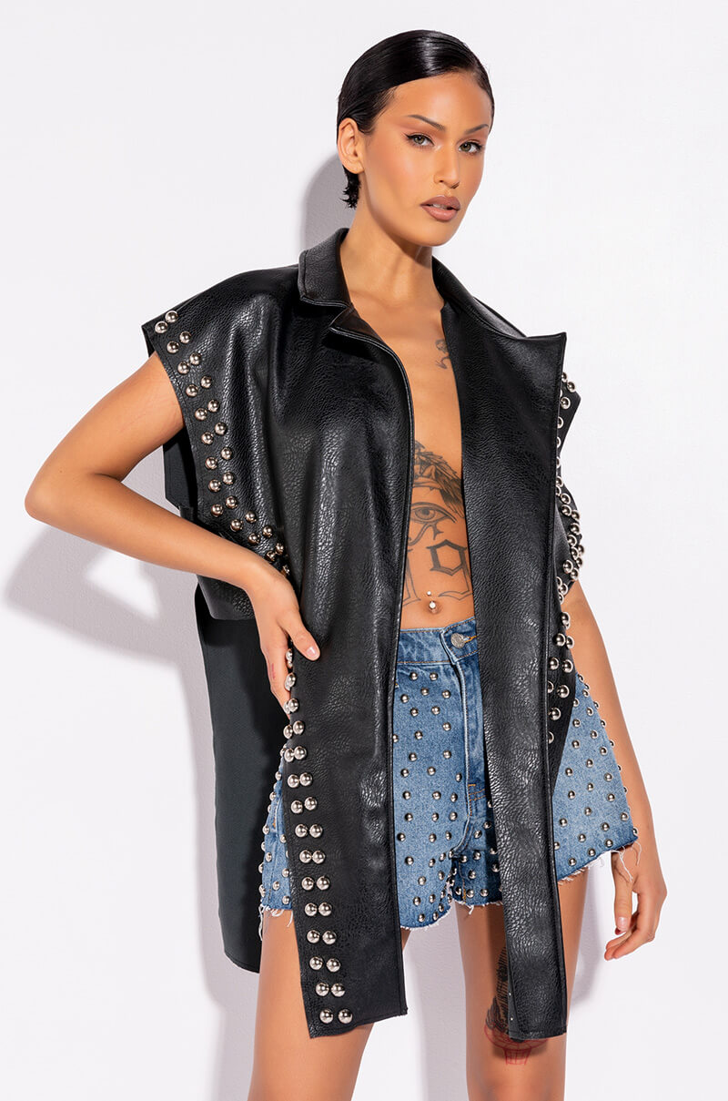 AZALEA WANG YOU ALREADY KNOW MOTO VEST WITH FRONT DRAPE