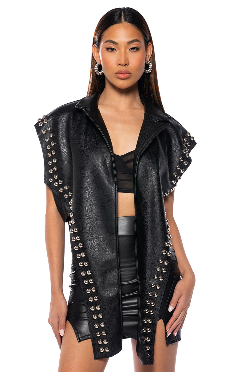 AZALEA WANG YOU ALREADY KNOW MOTO VEST WITH FRONT DRAPE