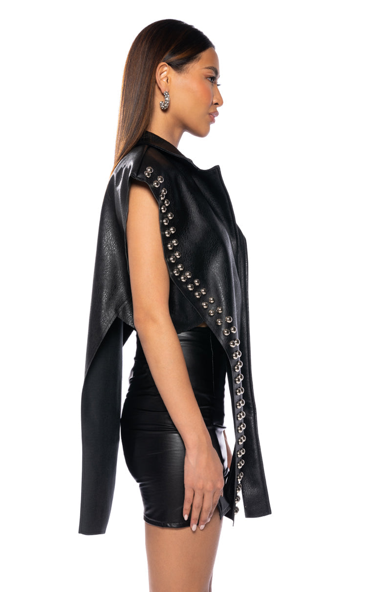 AZALEA WANG YOU ALREADY KNOW MOTO VEST WITH FRONT DRAPE