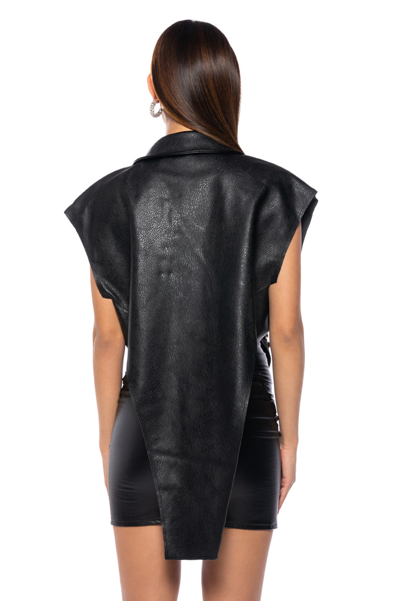 AZALEA WANG YOU ALREADY KNOW MOTO VEST WITH FRONT DRAPE