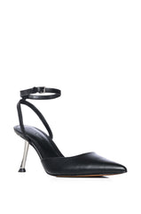AZALEA WANG ZELLA ANGLED HEEL PUMP IN BLACK