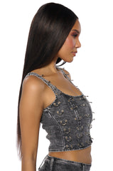 BAD TO THE BONE DARK DENIM CORSET