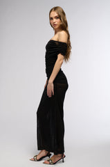 BALLROOM DANCE OFF THE SHOULDER MESH MAXI DRESS