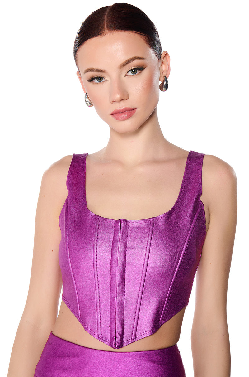 BELIEVE IT METALLIC CORSET TOP