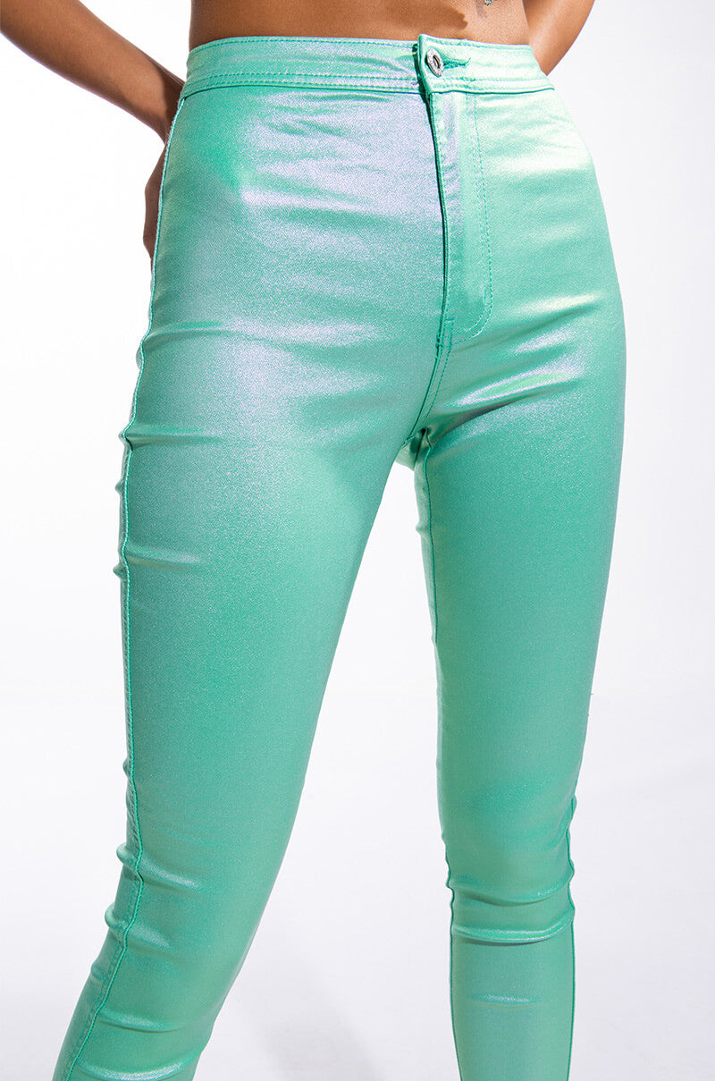 BORN TO SHINE METALLIC SKINNY PANTS