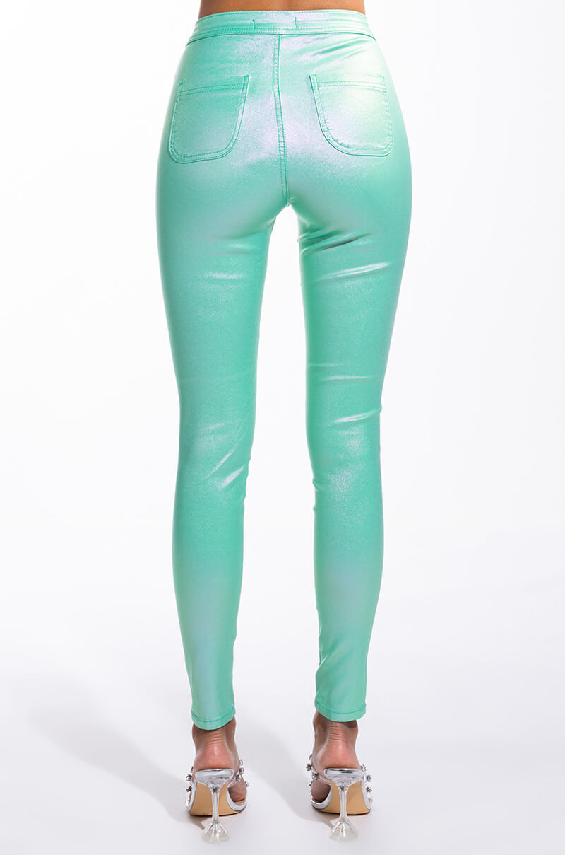 BORN TO SHINE METALLIC SKINNY PANTS