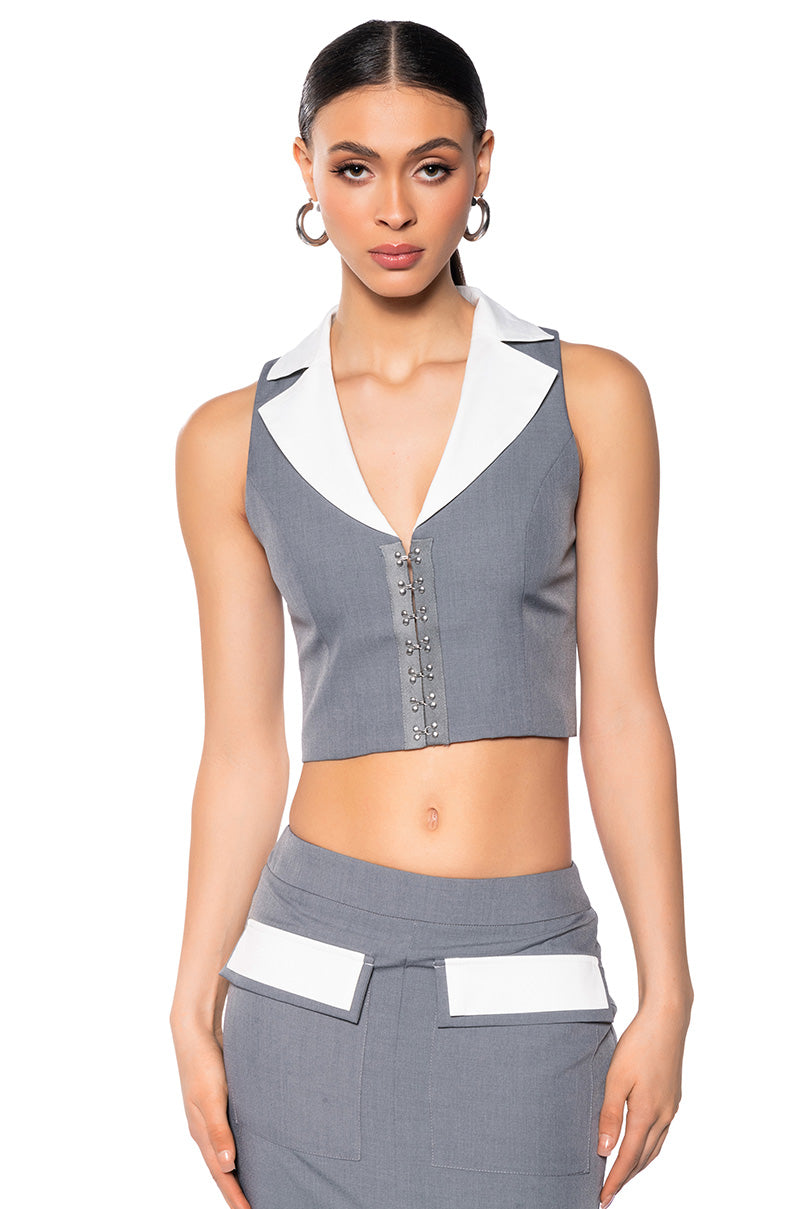 BRITNEY COLLARED VEST TOP