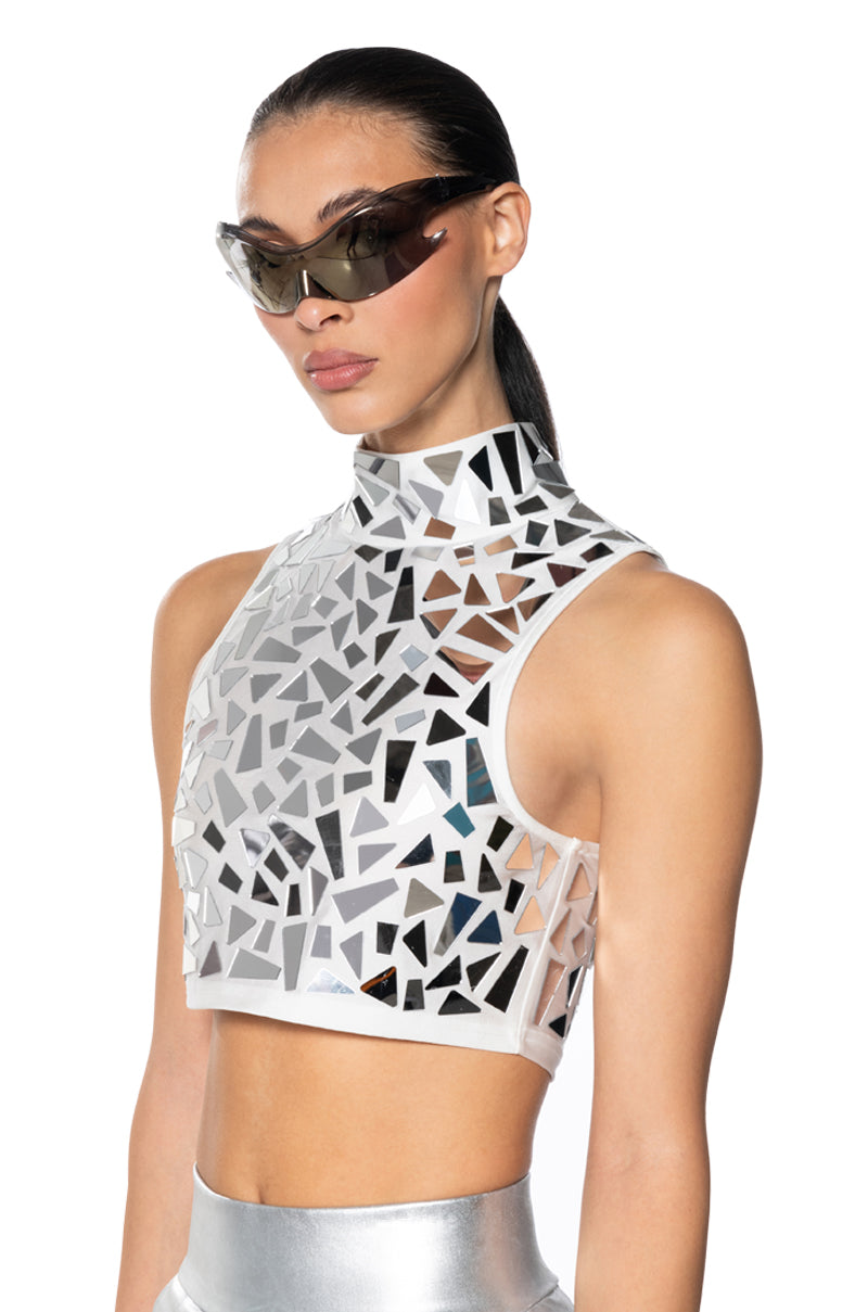 BROKEN MIRRORS MOCK NECK TANK