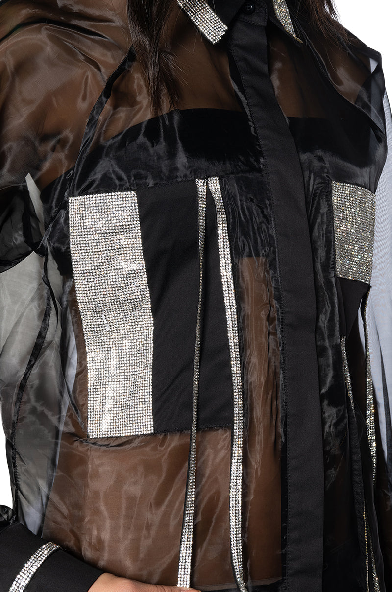 BUSINESS IN THE FRONT SHEER BLOUSE