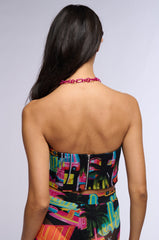 CALIFORNIA LOVE MESH TIE UP CORSET TOP