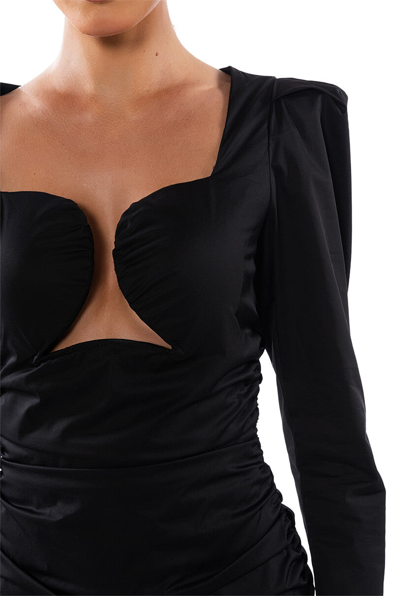 JULITA RUCHED PUFF SLEEVE MINI DRESS